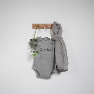 Our Kid Slogan Vest in Heather Grey - Short Sleeve