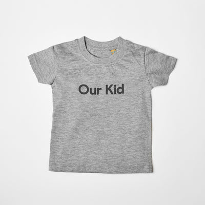 OUR KID T-SHIRT - Grey T-shirt with Anthtracite Slogan for Babies and Kids