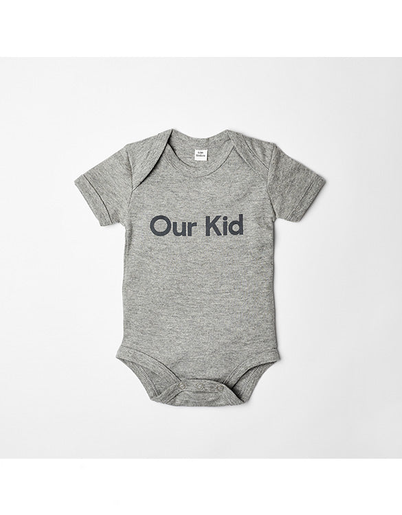 OUR KID - Short Sleeve Grey Slogan Vest in Heather Grey